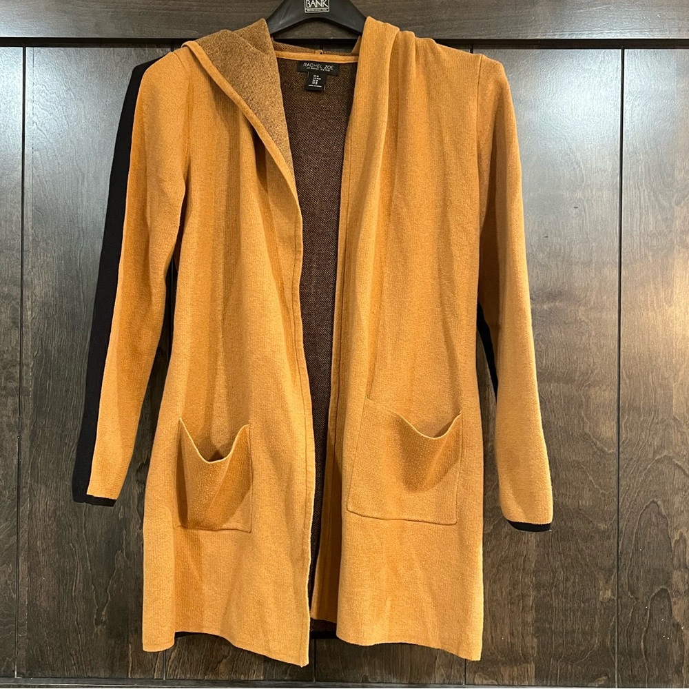 RACHEL ZOE Color Block Hooded Open Cardigan